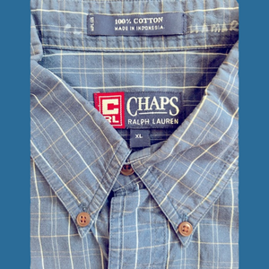 Chaps Ralph Lauren NWOTs XL Men’s short sleeved blue plaid shirt (never worn)